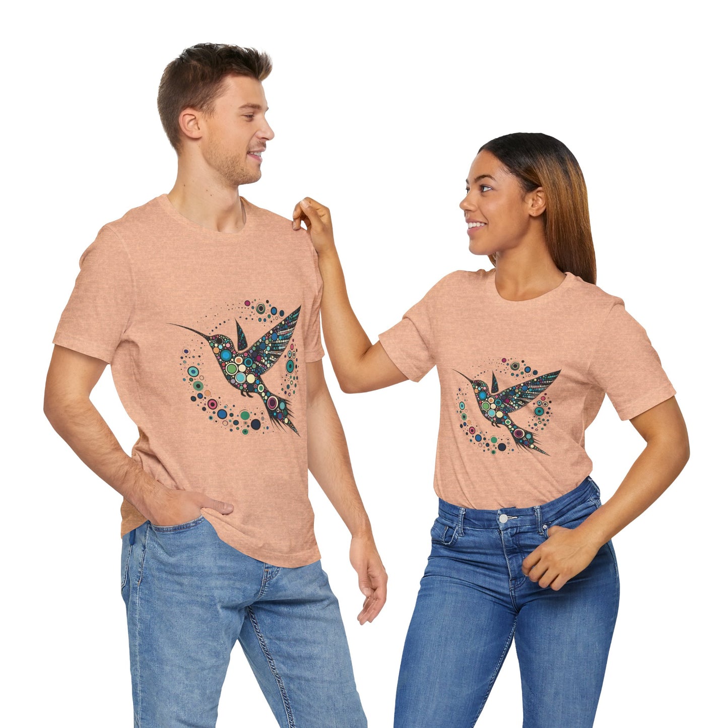 Hummingbird Dot Art T-Shirt – Colorful Nature-Inspired Graphic Tee