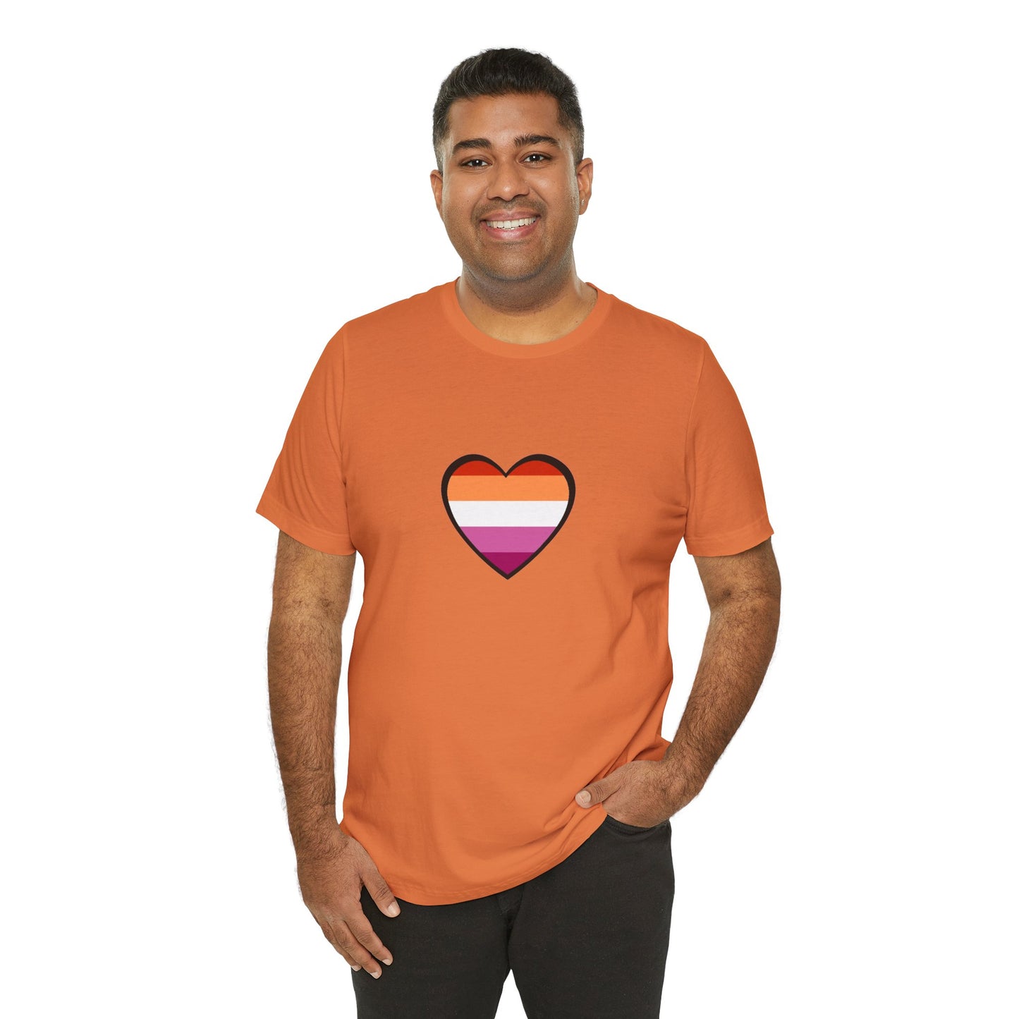 Lesbian Flag Heart T-Shirt – Bold LGBTQ+ Graphic Tee