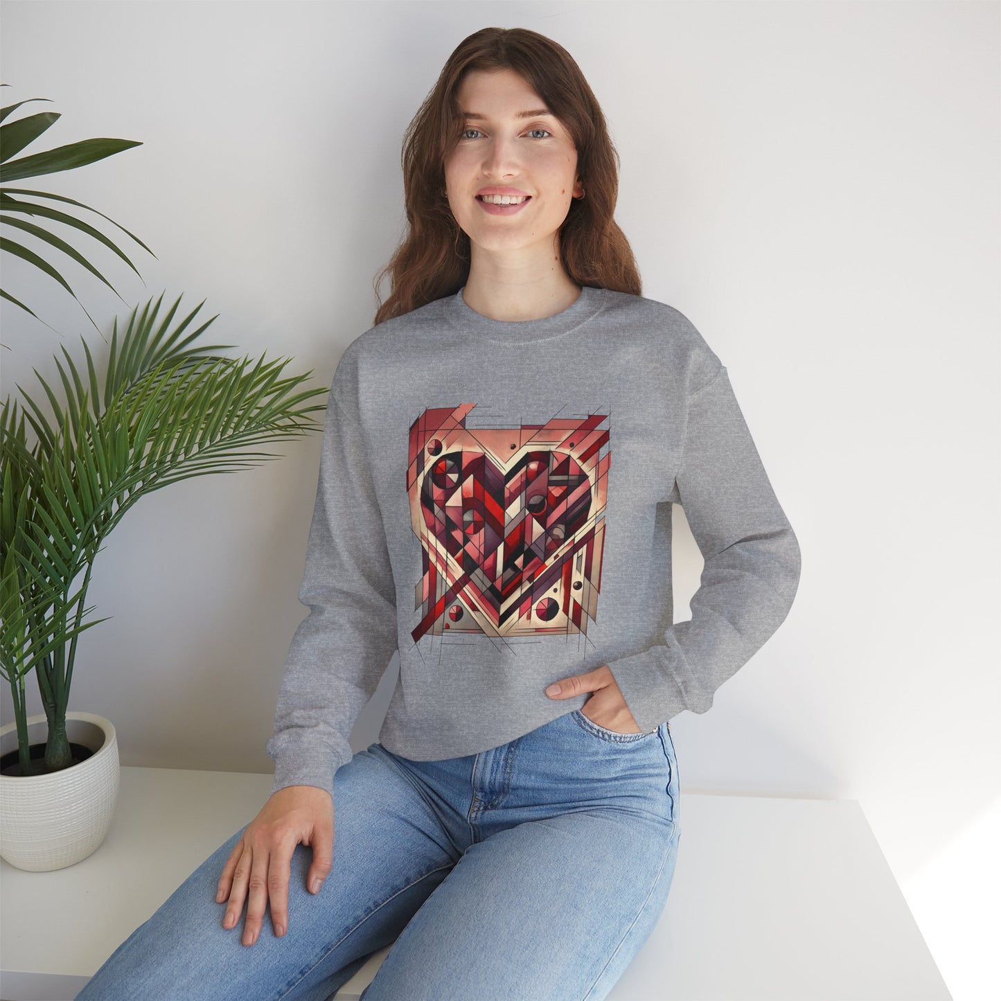 Cubist Heart Sweatshirt – Modern Art Valentine's Day Pullover