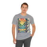 Heather gray crewneck t-shirt with colorful 