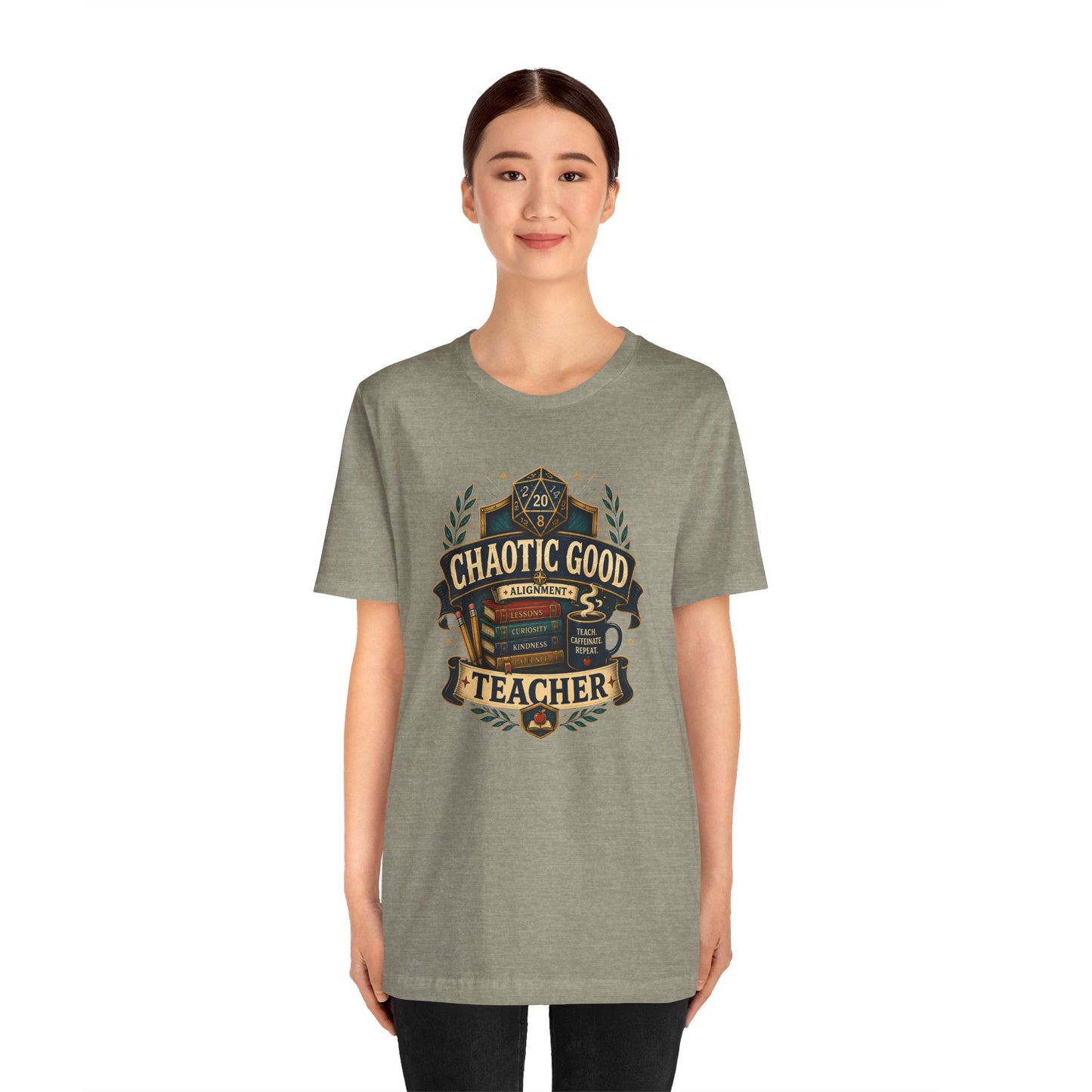 Chaotic Good Teacher T-Shirt – RPG Teacher Graphic Tee
