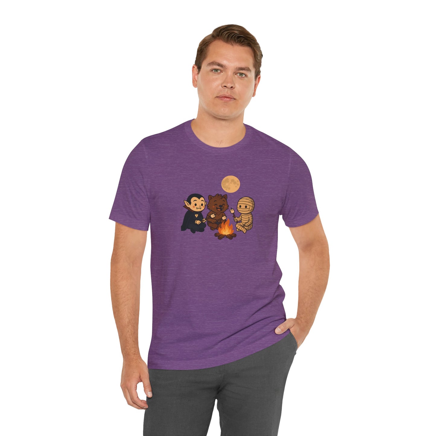 Halloween Monsters Campfire T-Shirt – Cute Monster Shirt with Roasting Marshmallows
