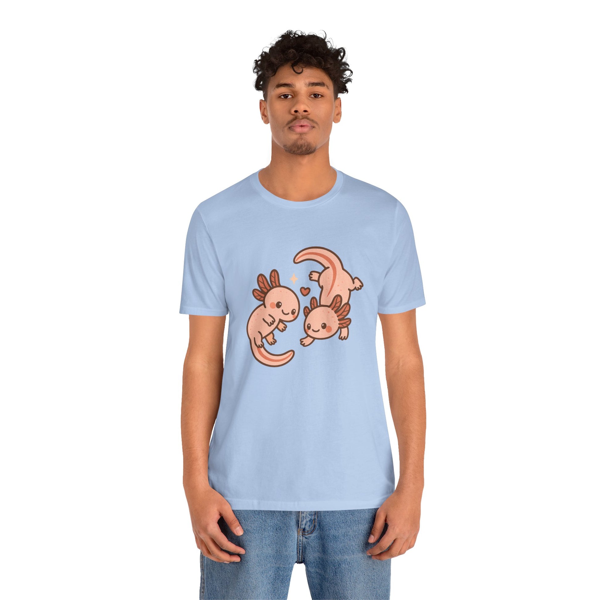 Kawaii Axolotl T-Shirt – Cute Tee with Smiling Axolotls - WhimSpin - https://whimspin.com