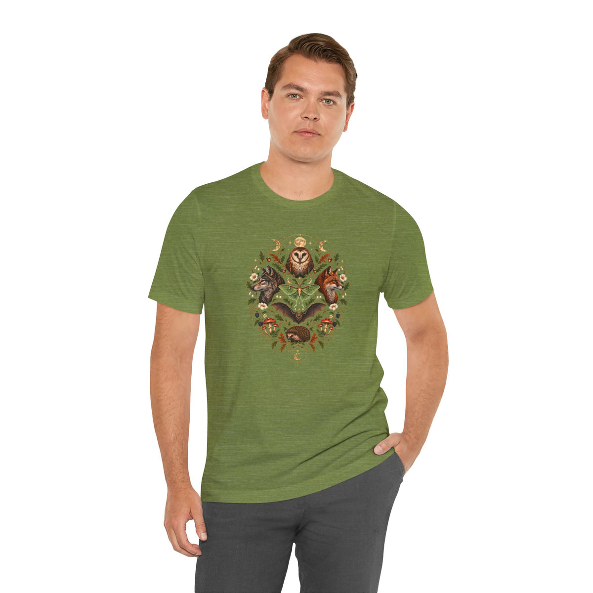 Nocturnal Woodland Animals T-Shirt – Moonlit Nature Tee