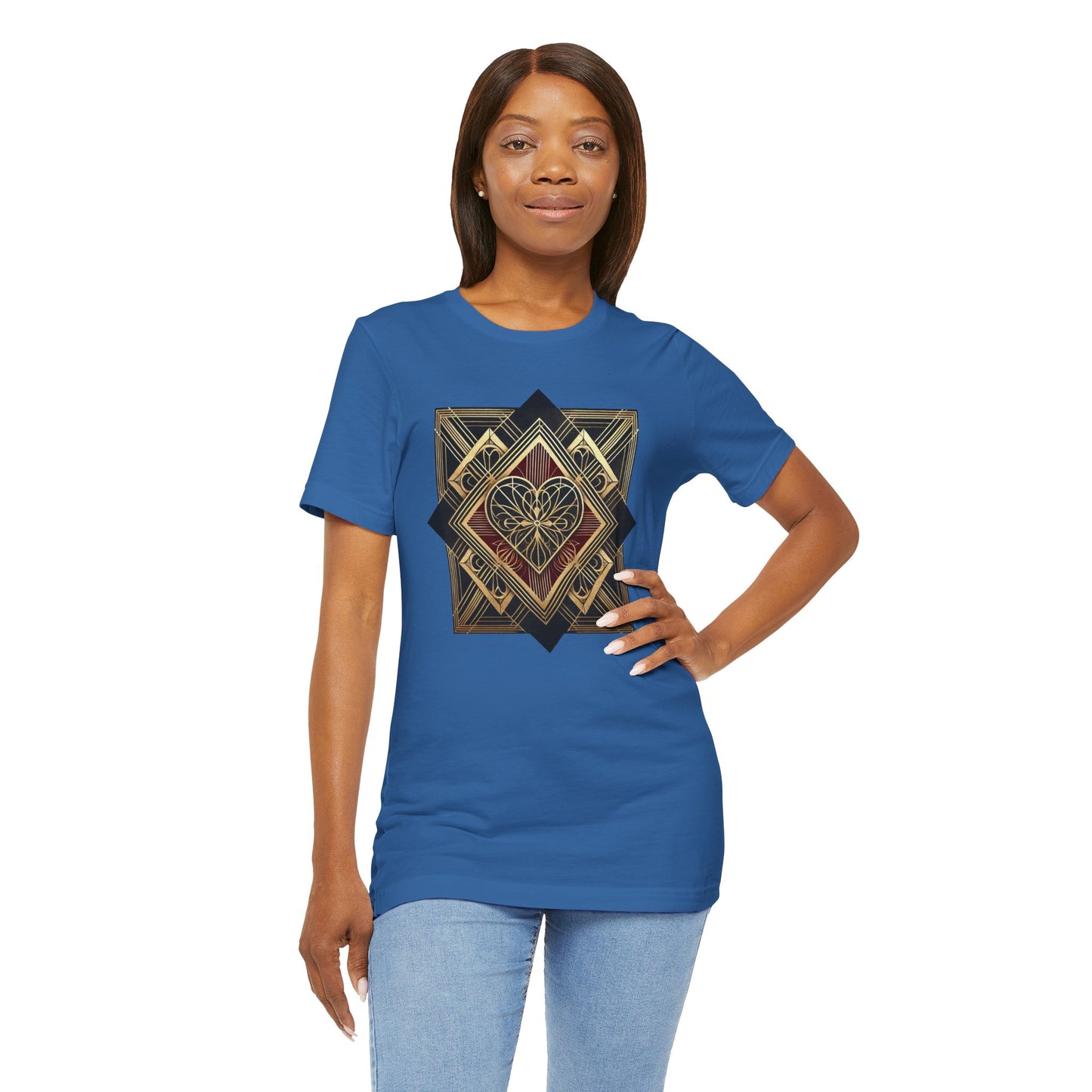 Art Deco Heart T-Shirt – Romantic Valentine's Day Graphic Tee