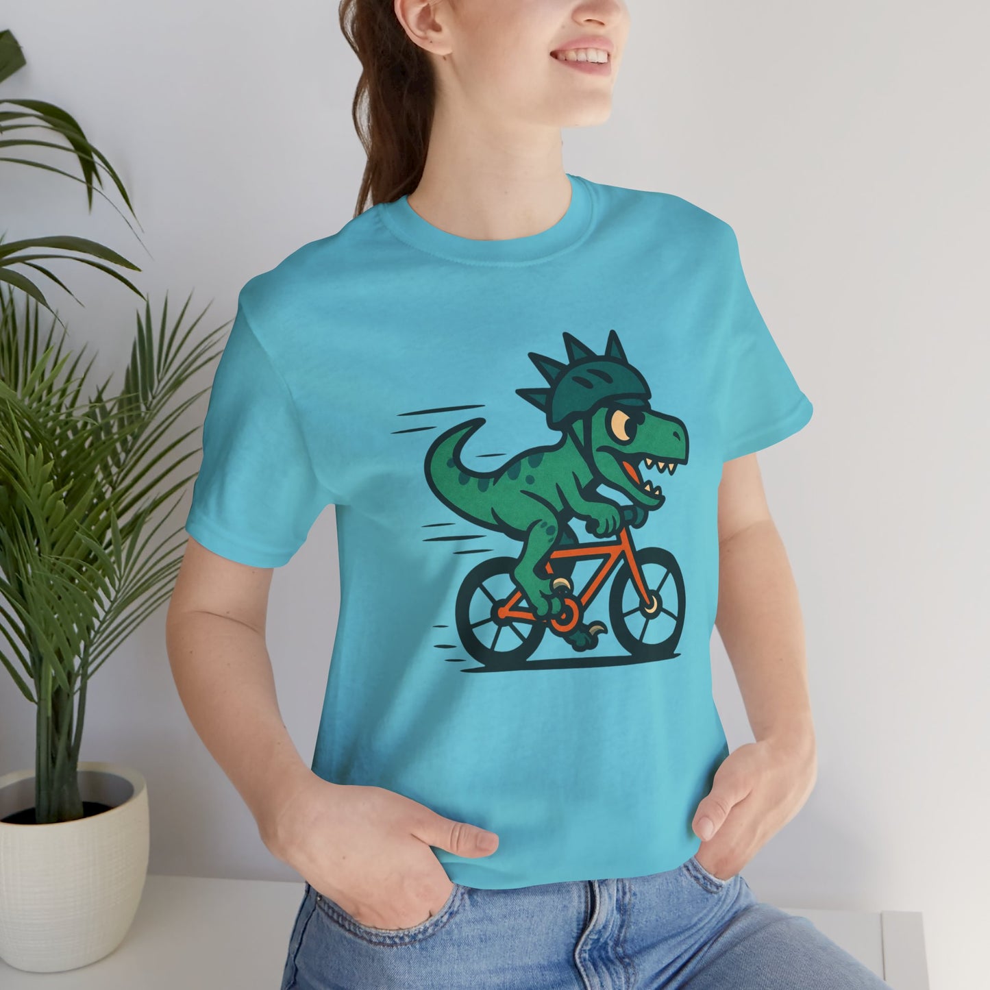 Velociraptor on a Bike T-Shirt – Funny Dino Velo Tee