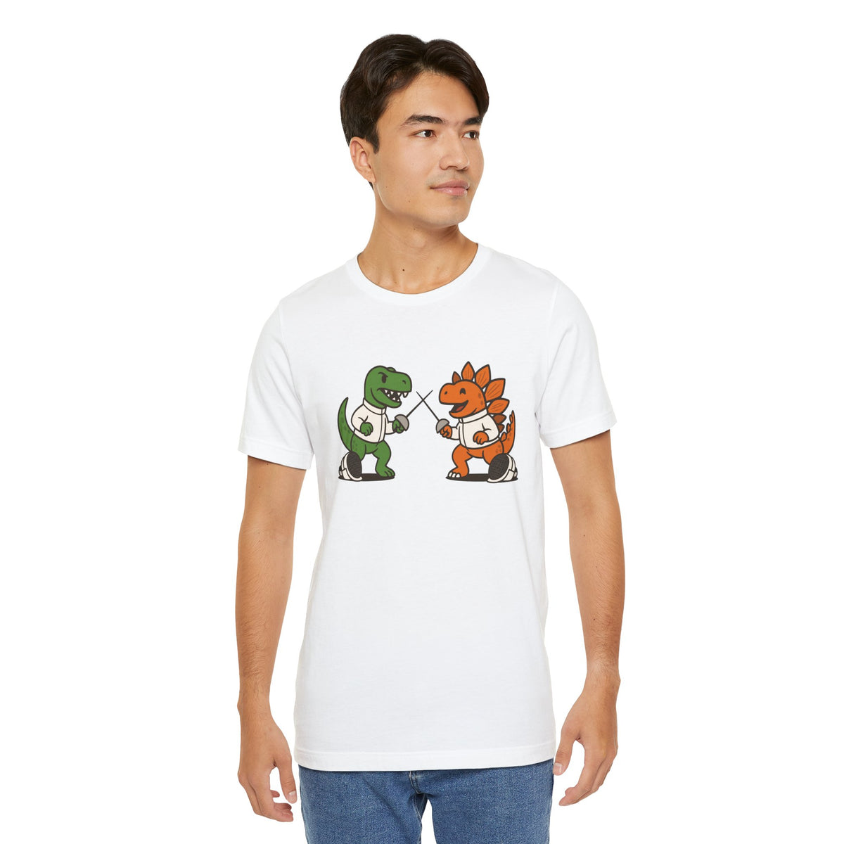 Dinosaur Fencing T-Shirt – T-Rex vs Stegosaurus Tee
