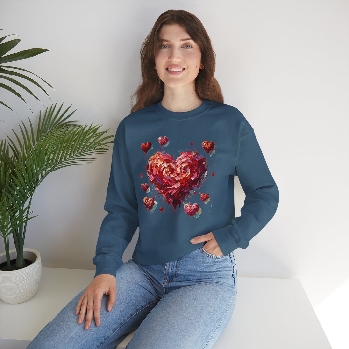 Impressionistic Heart Sweatshirt – Painterly Valentine's Day Art Pullover