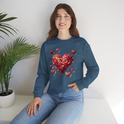 Impressionistic Heart Sweatshirt – Painterly Valentine's Day Art Pullover