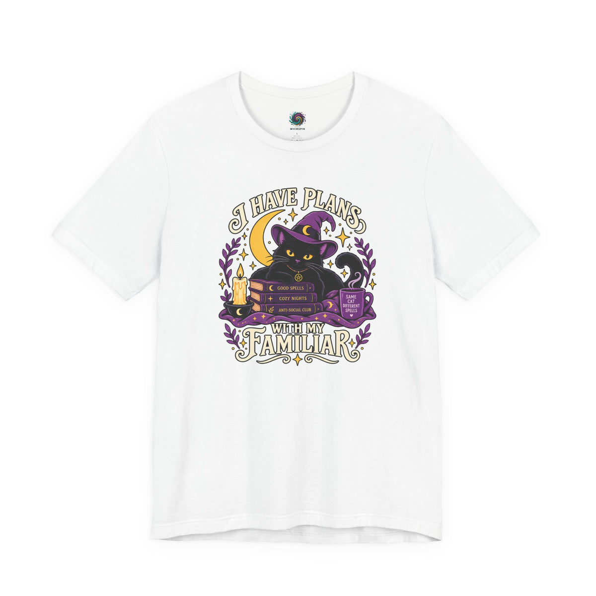 I Have Plans With My Familiar T-Shirt - Funny Witchy Introvert Cat Tee
