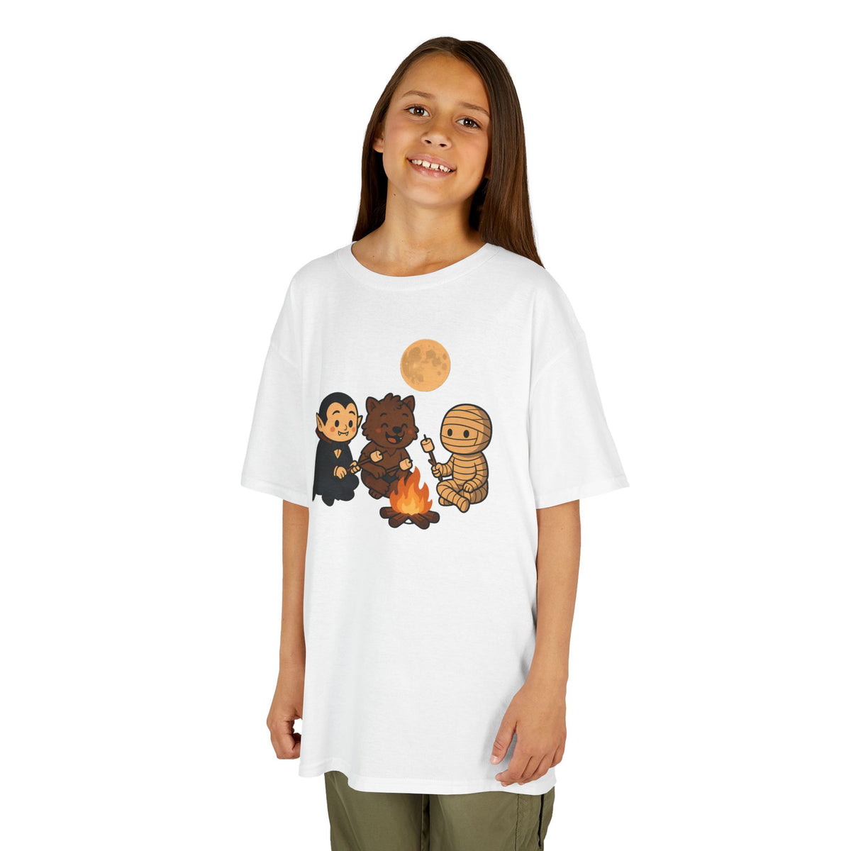 Kids Halloween Monsters Campfire T-Shirt – Cute Spooky Tee