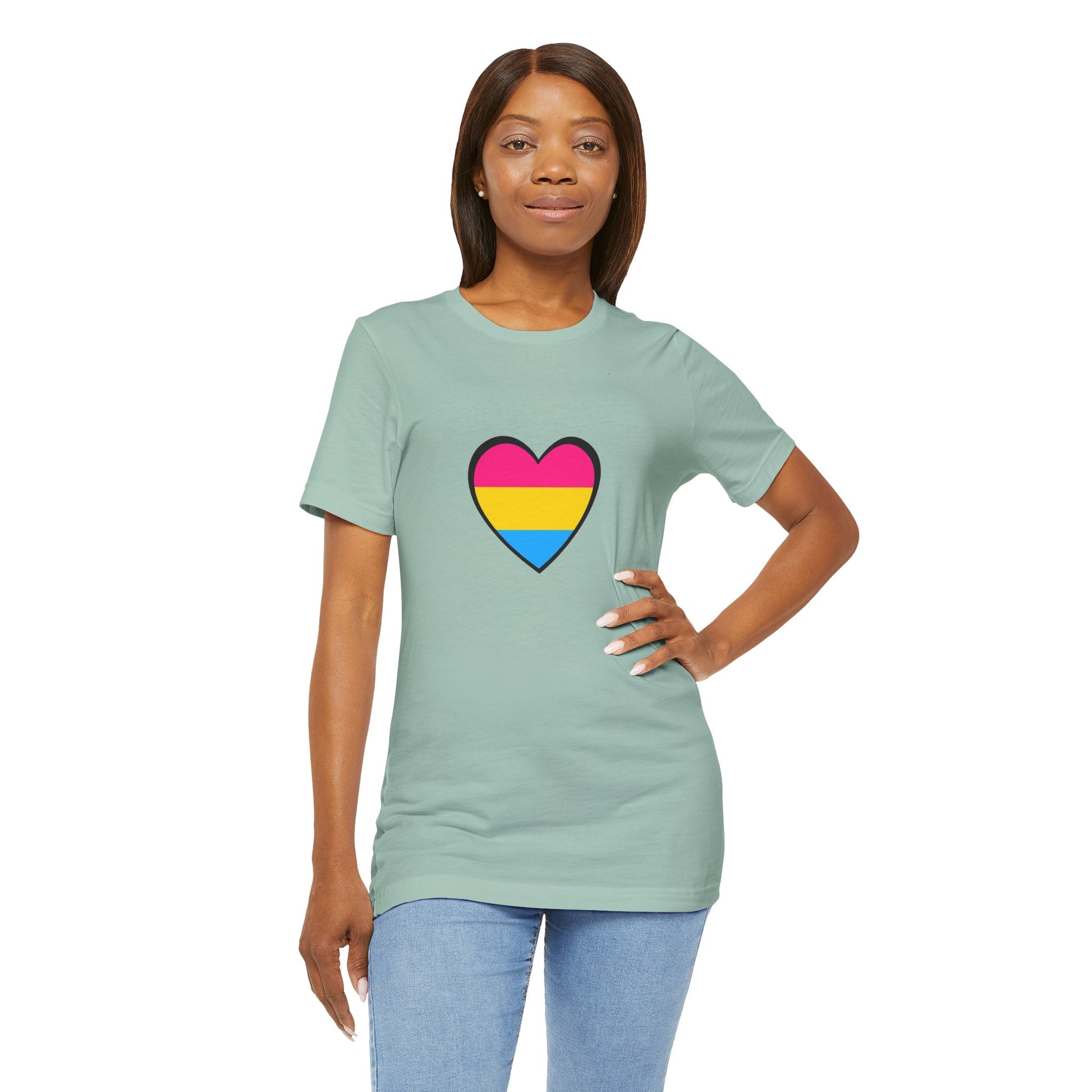 Pansexual Pride Flag Heart Tee – LGBTQ+ Pan Flag Minimalist Shirt - WhimSpin - https://whimspin.com