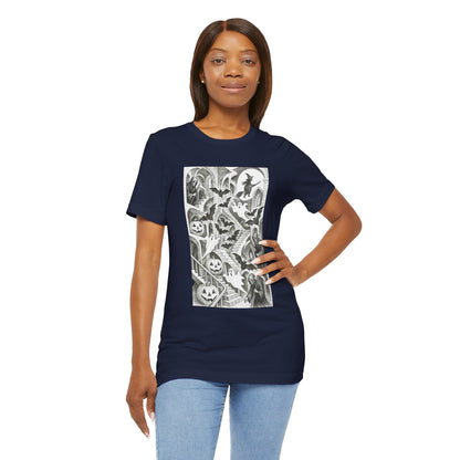 Haunted Hallways T-Shirt – Escher-Inspired Halloween Graphic Tee