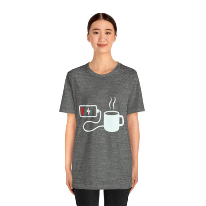 Low Battery Need Coffee Tee – Funny Caffeine Graphic T-Shirt