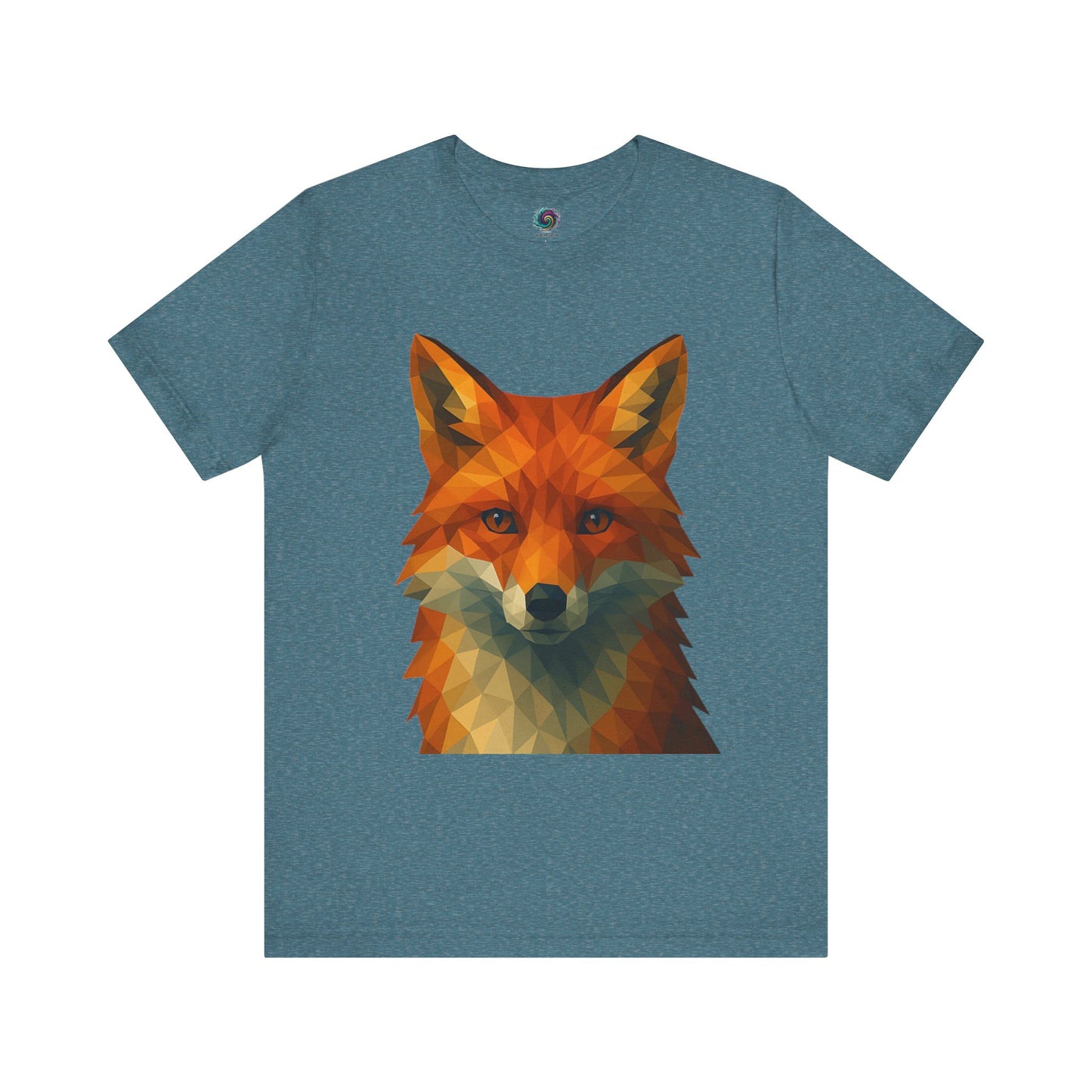 Aqua Geometric Fox T-Shirt – Polygon Animal Tee with Nature Vibes - WhimSpin - https://whimspin.com