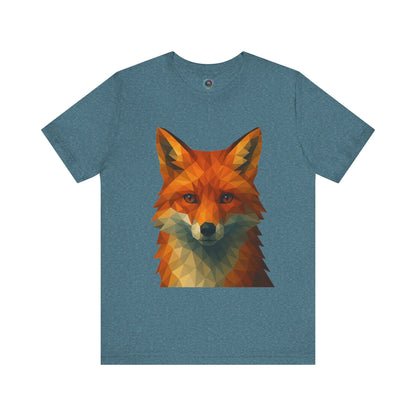 Aqua Geometric Fox T-Shirt – Polygon Animal Tee with Nature Vibes - WhimSpin - https://whimspin.com