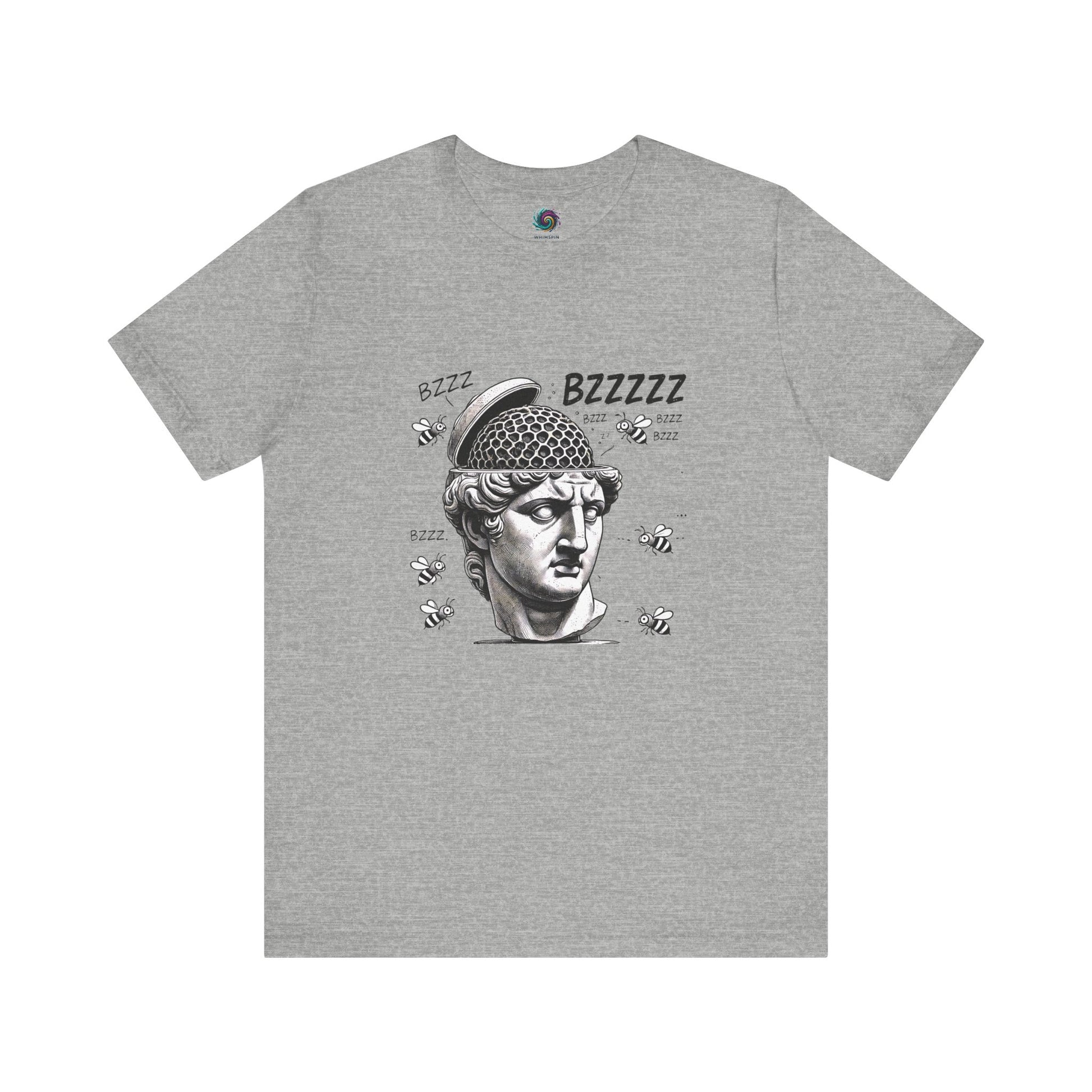 Hive Mind T-Shirt – Surreal Bee Group Think Parody Tee flat lay in Athletic Heather