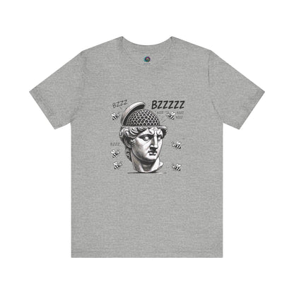 Hive Mind T-Shirt – Surreal Bee Group Think Parody Tee flat lay in Athletic Heather