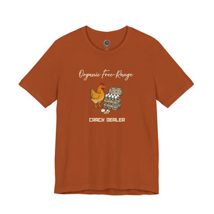 Funny Egg Dealer Chicken Shirt – Farm Humor for Chicken Moms in Autumn, showcasing the cozy fall-toned chicken artwork and farm-inspired humor.
