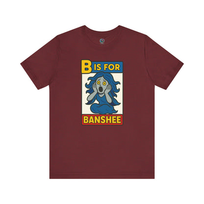 Heather Cardinal B is for Banshee Shirt with Halloween legend alphabet theme and cute banshee print