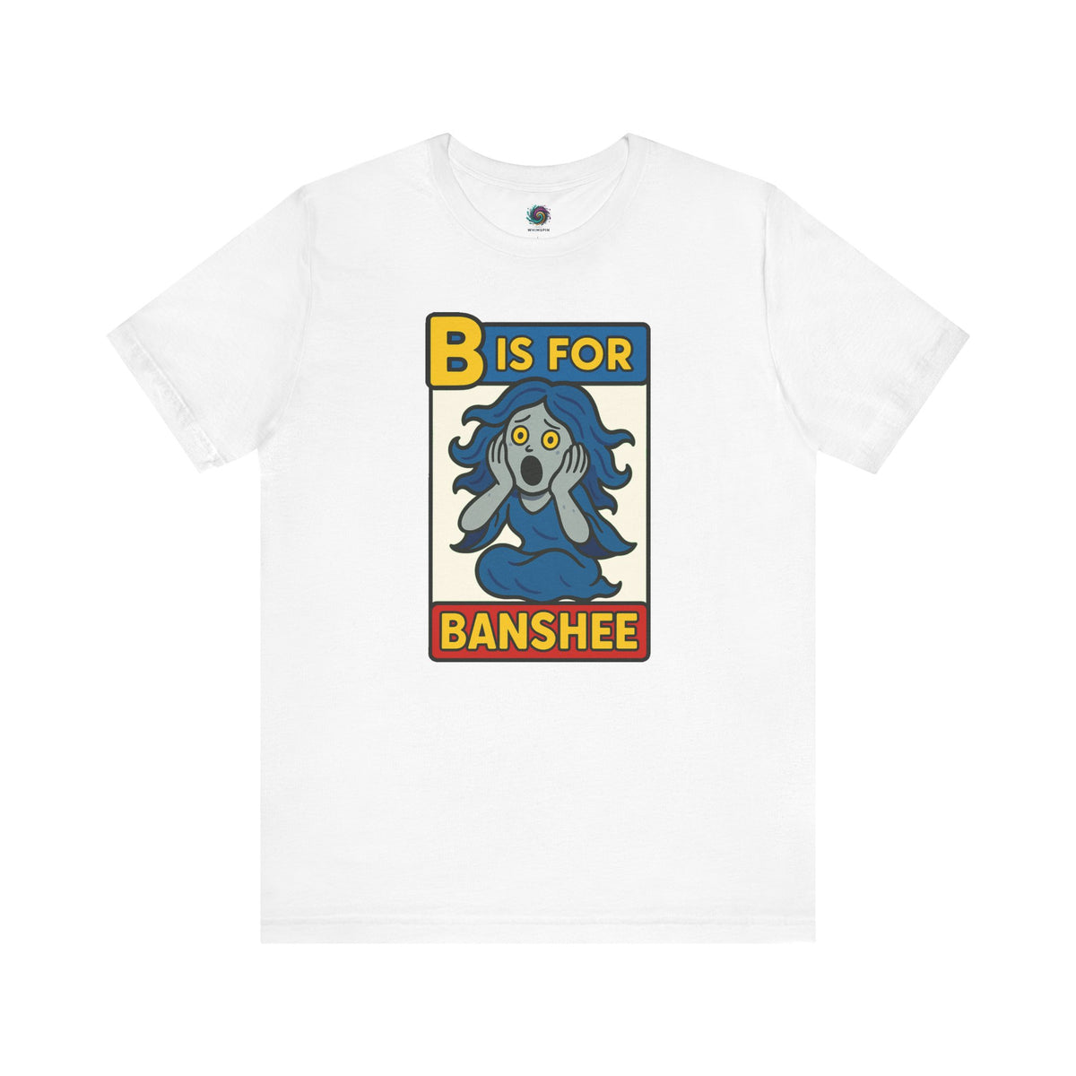 White T-Shirt with B is for Banshee comic panel and cute banshee character for Halloween fans