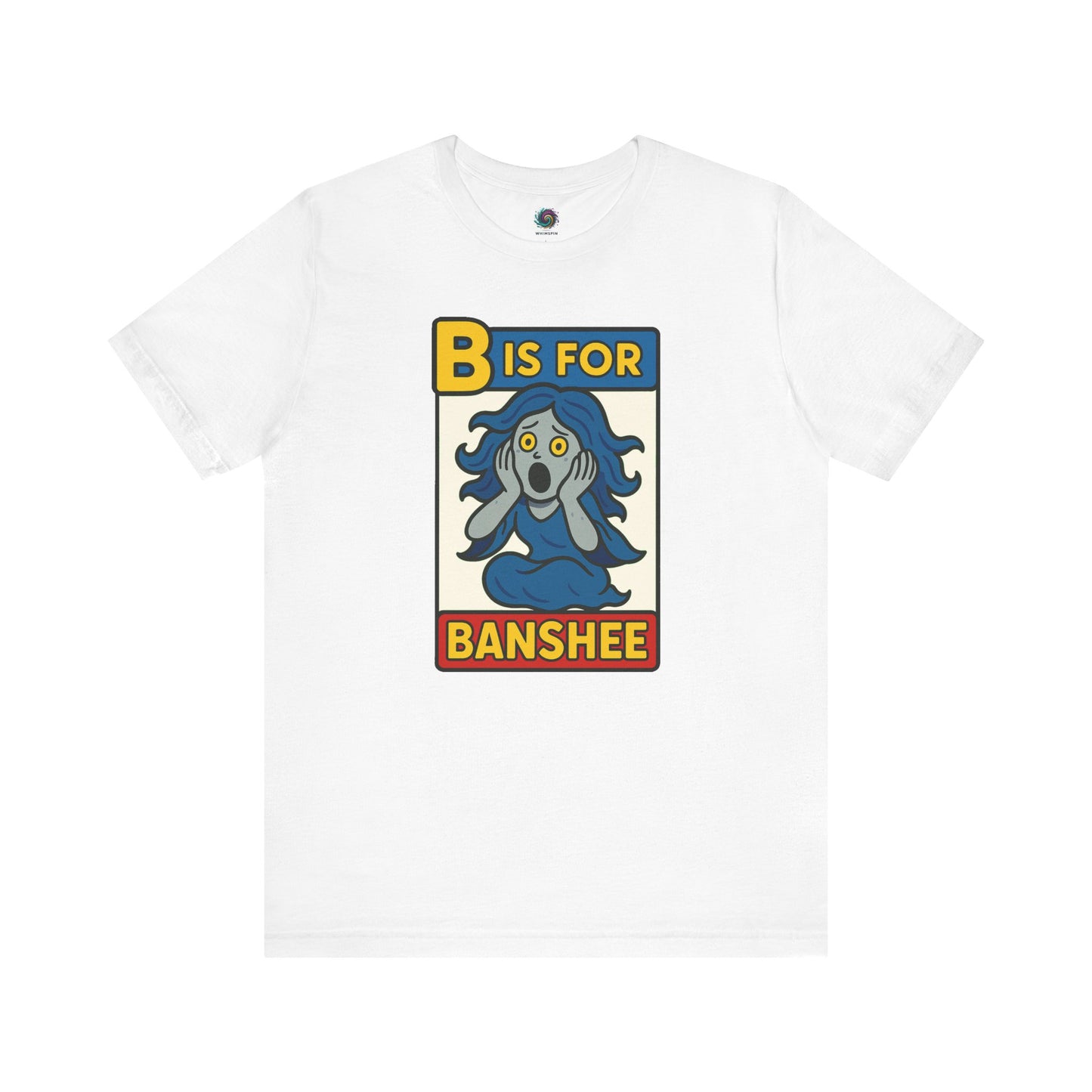 White T-Shirt with B is for Banshee comic panel and cute banshee character for Halloween fans