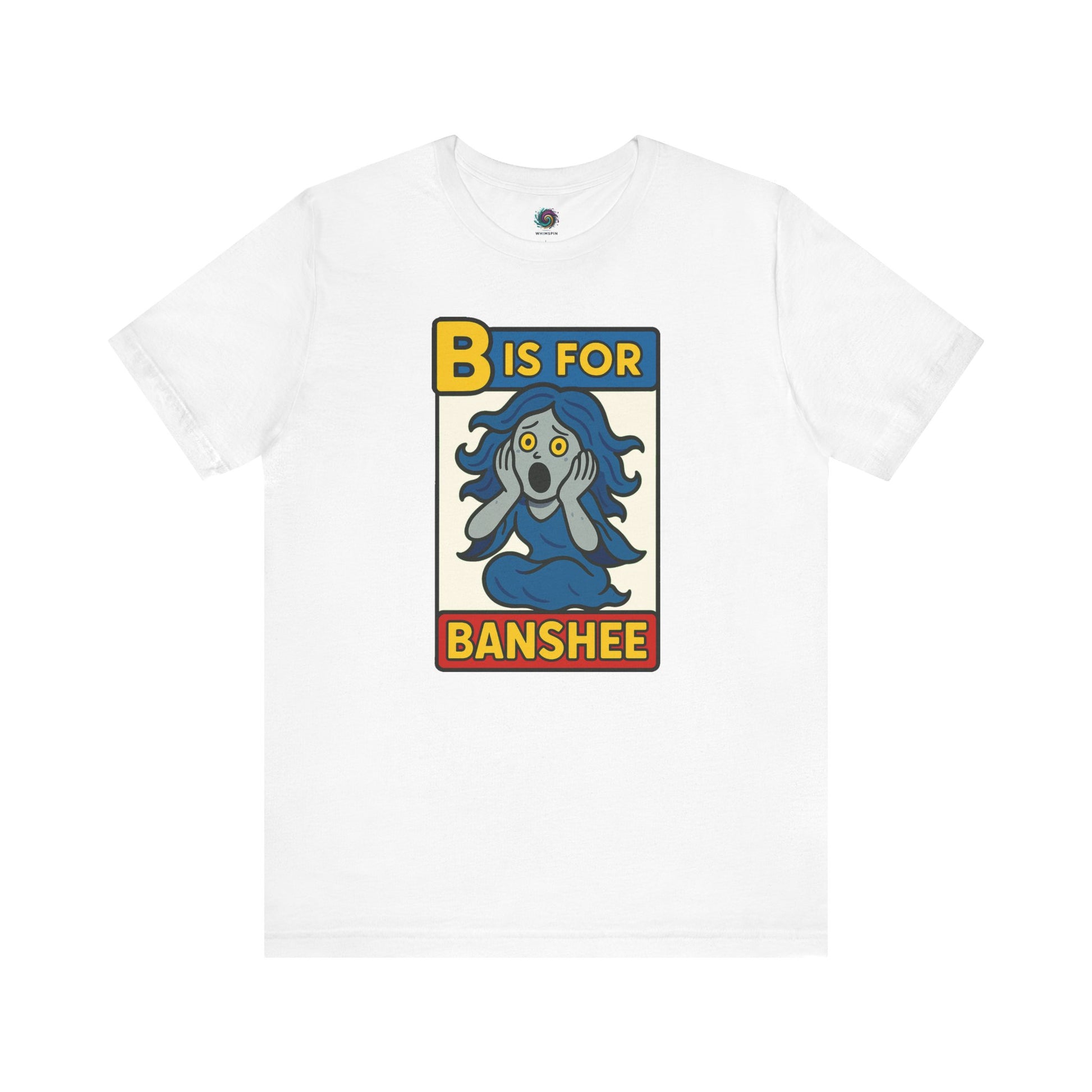 White T-Shirt with B is for Banshee comic panel and cute banshee character for Halloween fans