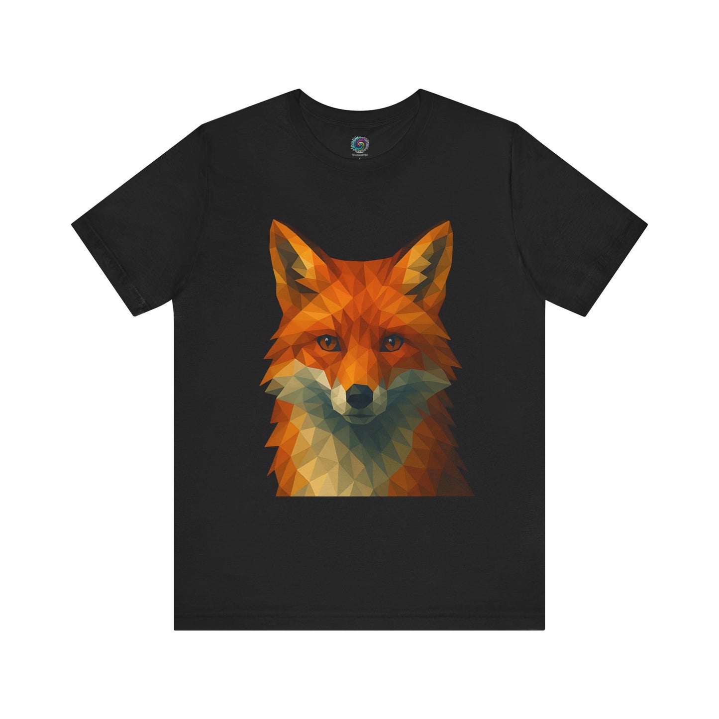 Black Geometric Fox T-Shirt – Polygon Animal Tee with Nature Vibes - WhimSpin - https://whimspin.com