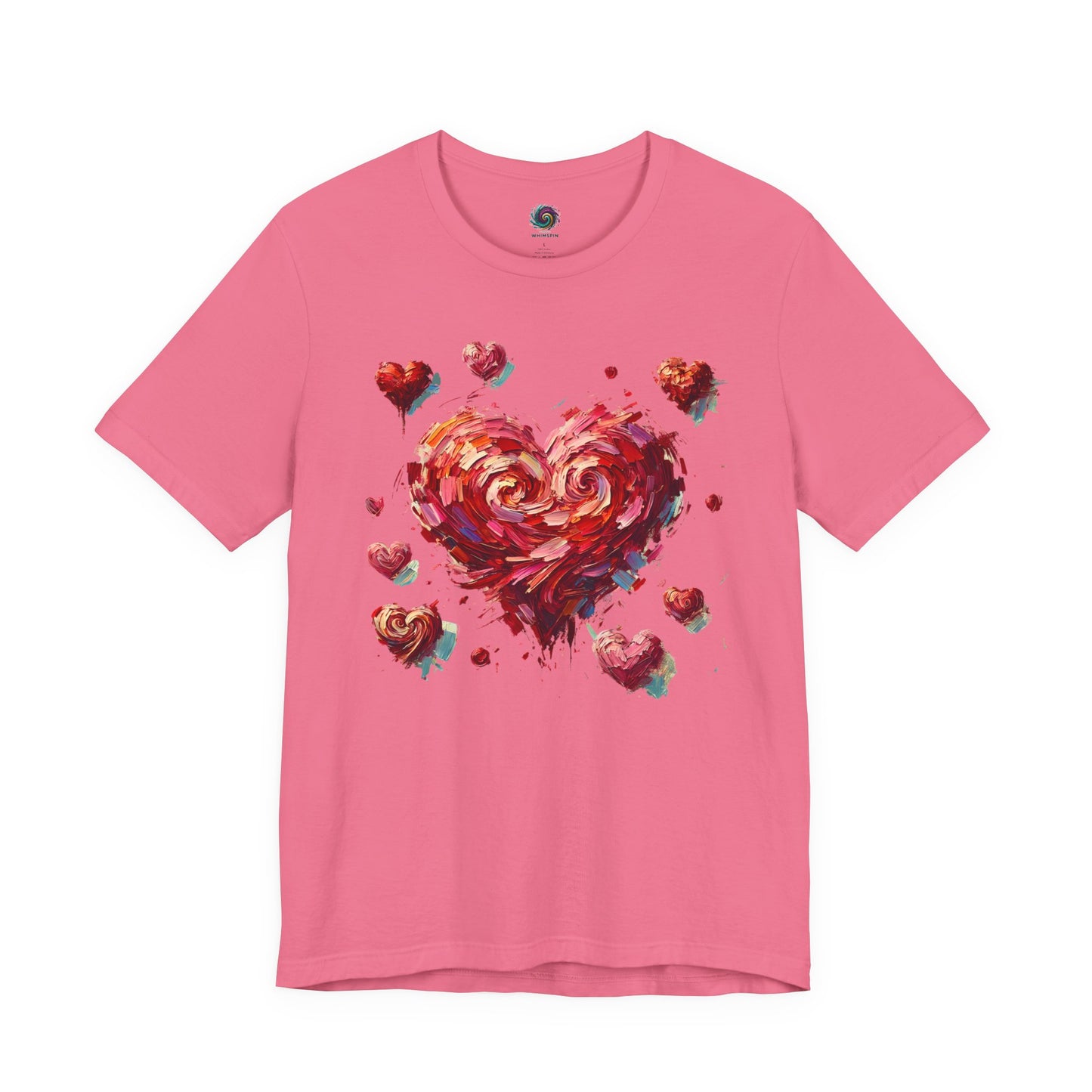 Lay-flat of Charity Pink Impressionistic Heart T-Shirt – Artistic Valentine's Day Tee