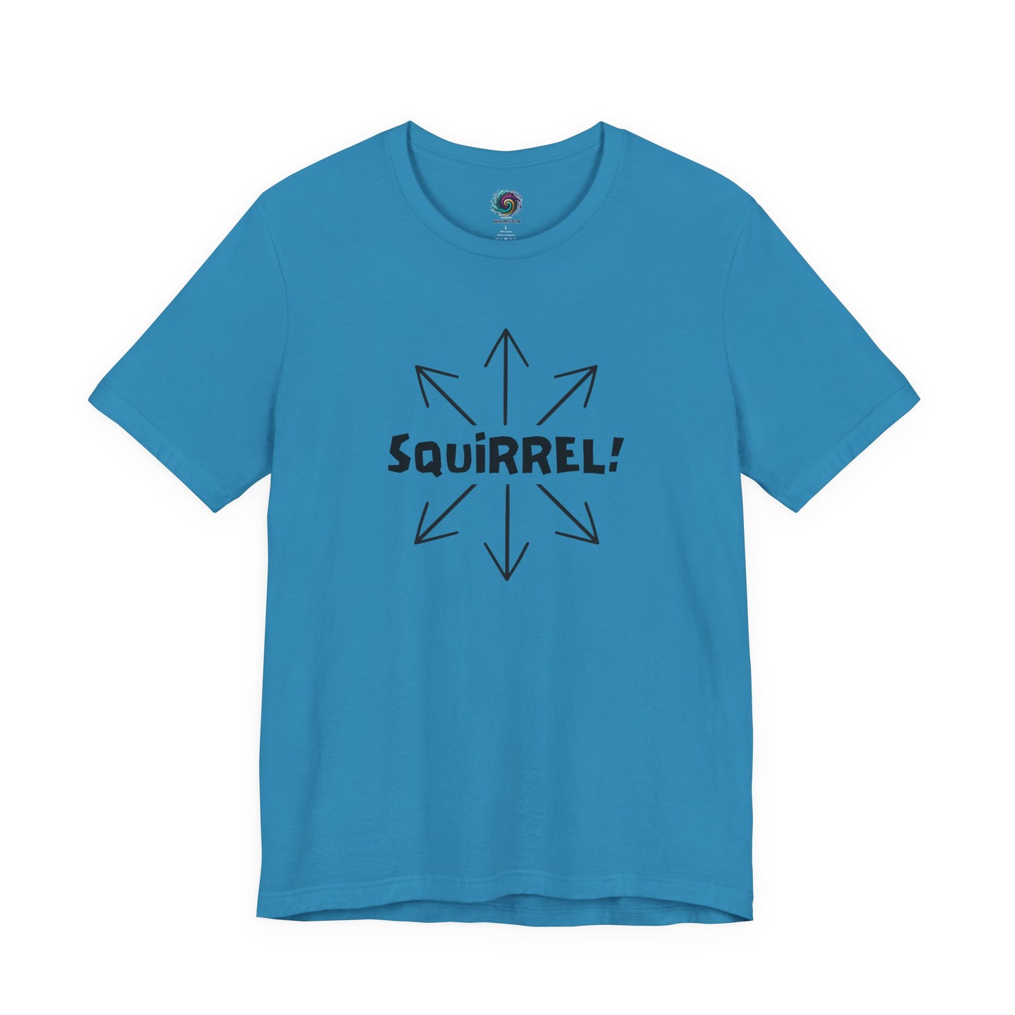 Squirrel Distracted Mind T-Shirt – Funny Attention Graphic Tee in Aqua with a bold squirrel shirt design referencing distraction and a wandering mind.