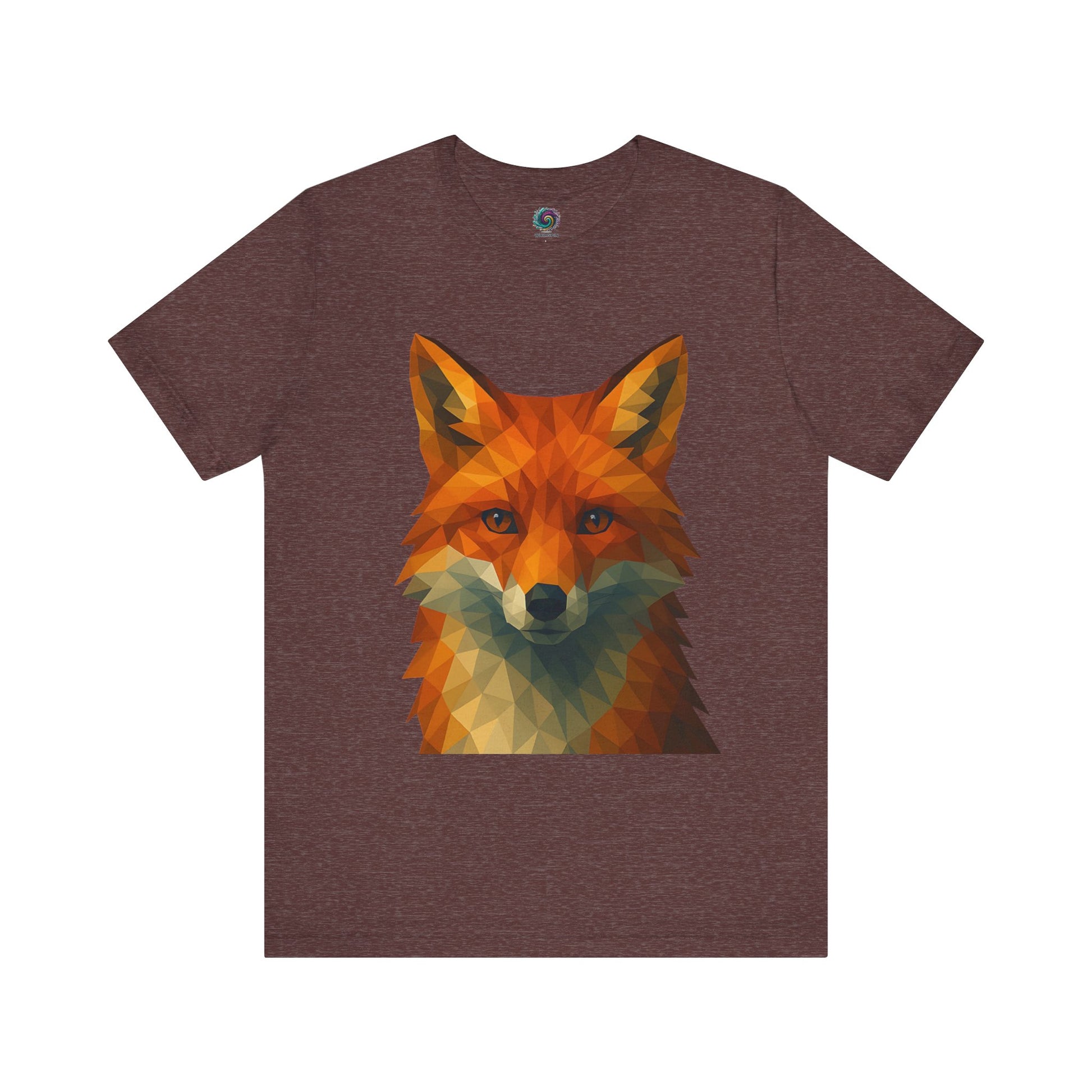 brown Geometric Fox T-Shirt – Polygon Animal Tee with Nature Vibes - WhimSpin - https://whimspin.com