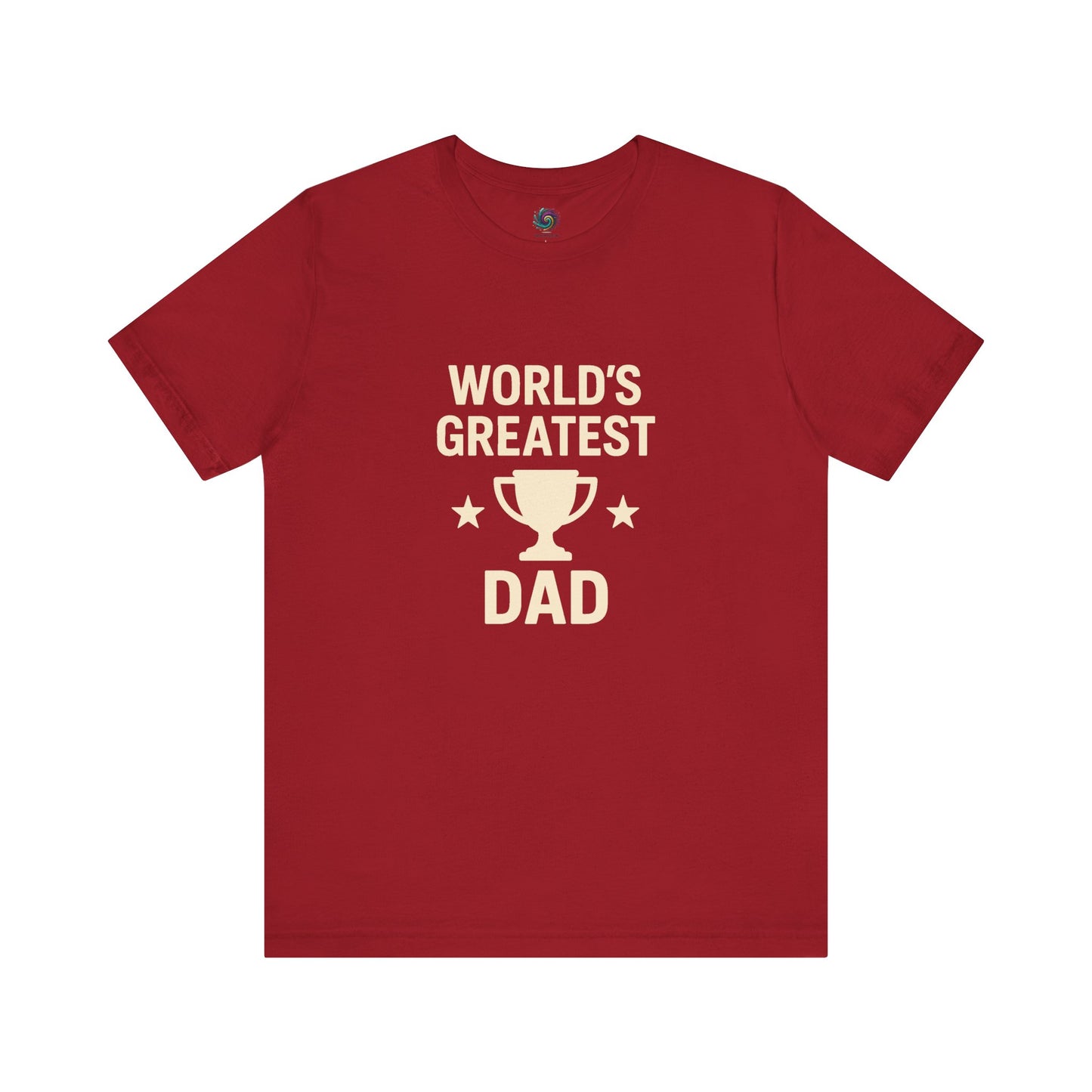 World's Greatest Dad T-Shirt – Trophy Graphic Father's Day Gift Tee in canvas red for bold, heartfelt dad gifting.