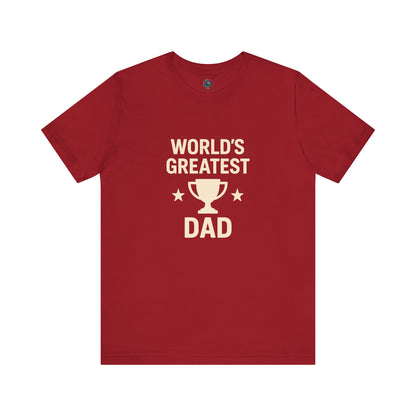 World's Greatest Dad T-Shirt – Trophy Graphic Father's Day Gift Tee in canvas red for bold, heartfelt dad gifting.