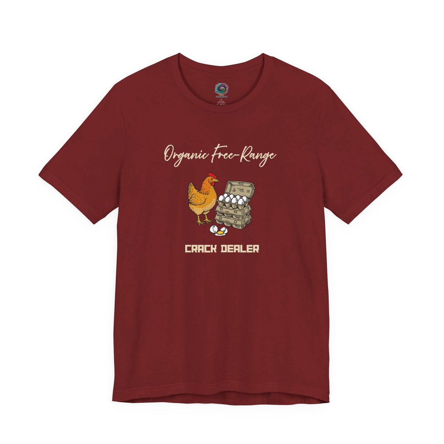 Funny Egg Dealer Chicken Shirt – Farm Humor for Chicken Moms in Cardinal, featuring the bright hen artwork and playful egg-themed farm humor text.