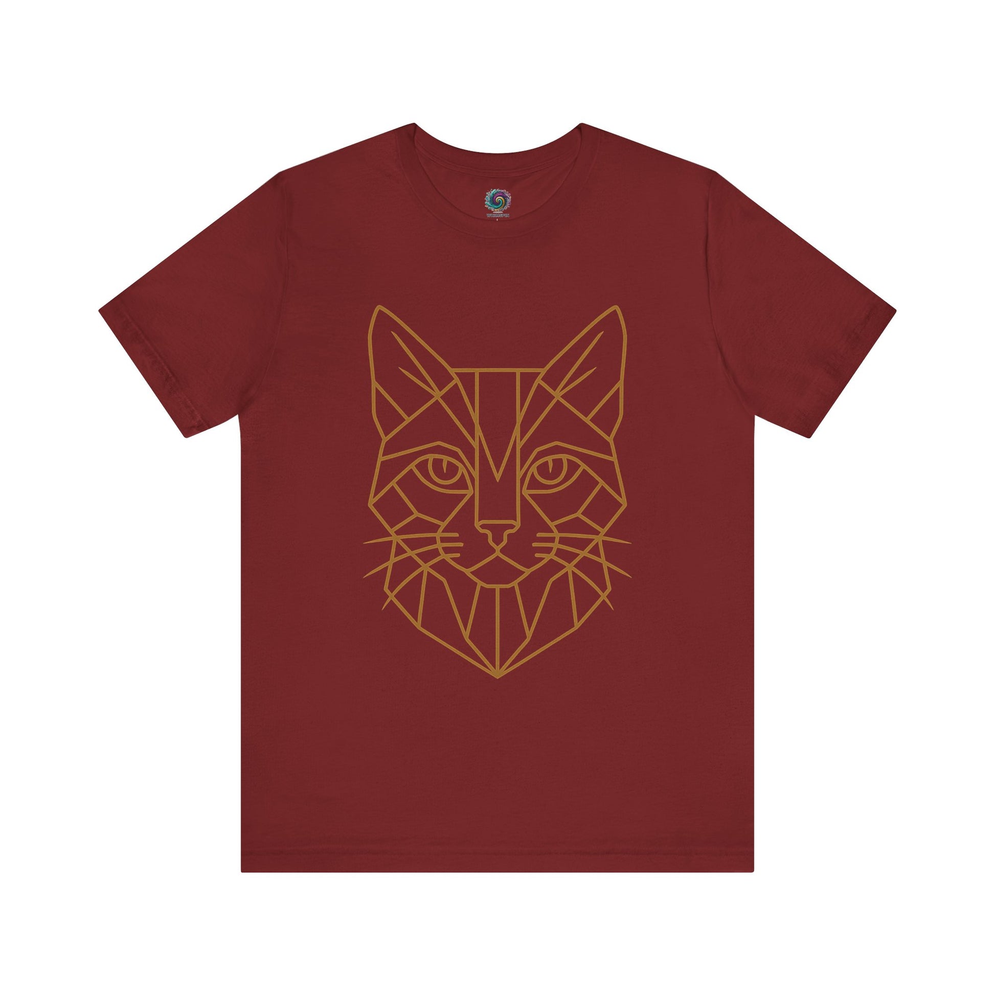 Cardinal Geometric Cat T-Shirt – Minimalist Line Art Tee - WhimSpin - https://whimspin.com