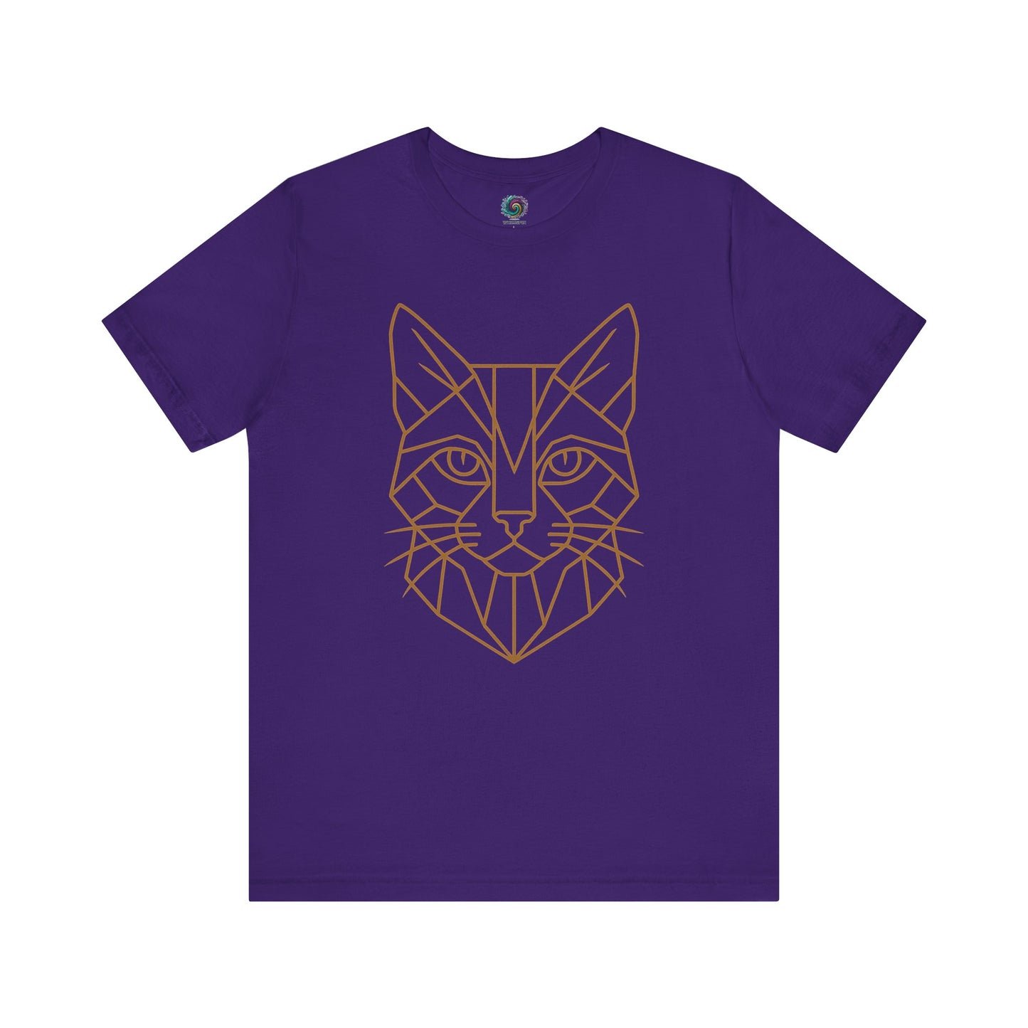 Geometric Cat T-Shirt – Minimalist Line Art Tee for Modern Cat Lovers in team purple, with bold linework for fans of cat vector art.