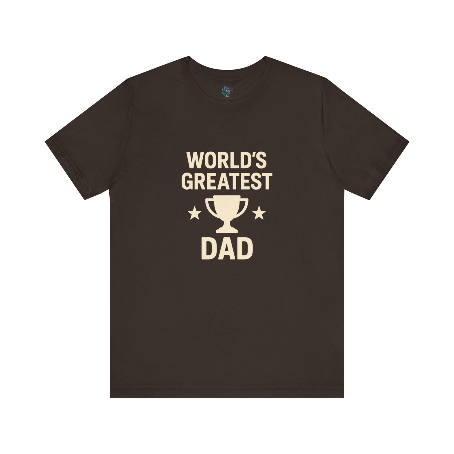 World's Greatest Dad T-Shirt – Trophy Graphic Father's Day Gift Tee in rich brown, a warm choice for Father’s Day.