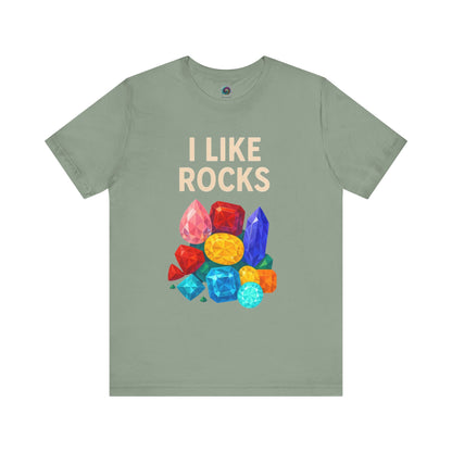 Citron light green I like rocks shirt from WhimSpin on a white background