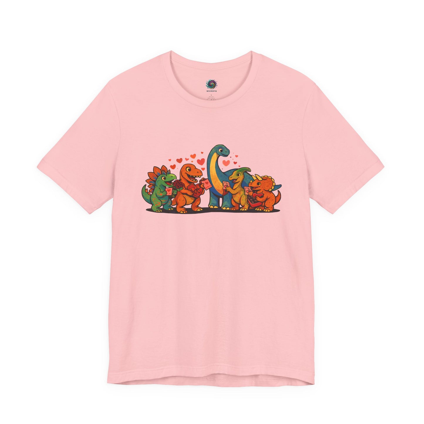 Dinosaur Valentines T-Shirt – Cute Dino Valentine’s Day Tee in Pink styled with sweet dinosaur valentine artwork perfect for Valentine’s Day gifting