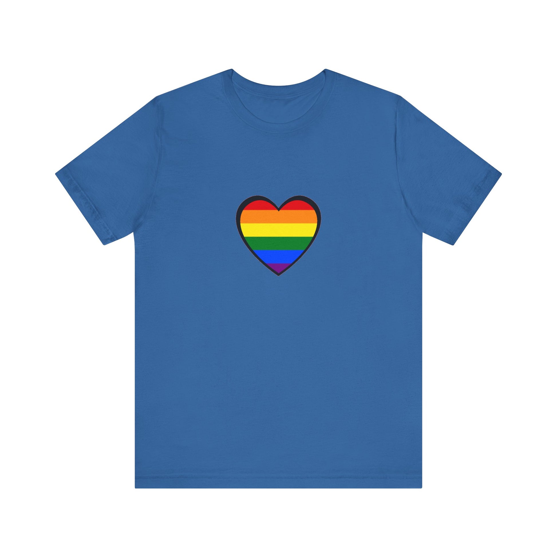 Pride Heart Flag T-Shirt  - Columbia blue rainbow heart pride shirt – bright and inclusive LGBTQ design