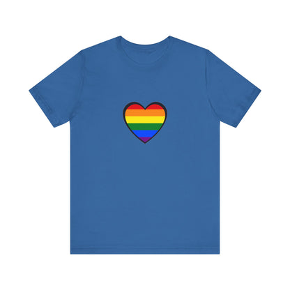 Pride Heart Flag T-Shirt  - Columbia blue rainbow heart pride shirt – bright and inclusive LGBTQ design