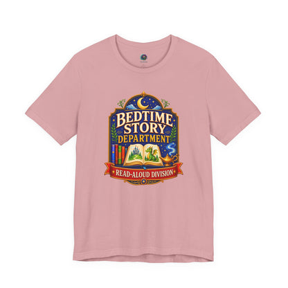 Bedtime Story Department T-Shirt – Read-Aloud Parent Tee on orchid as a thoughtful Mother’s Day or Father’s Day gift.