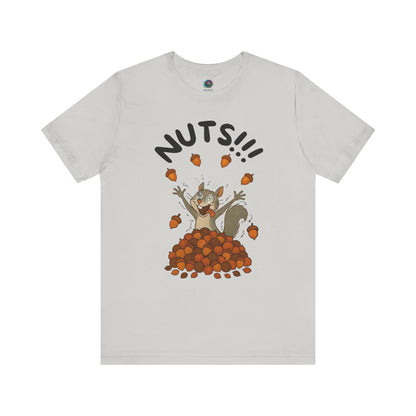 Crazy Squirrel Shirt – Funny Squirrel Nuts T-Shirt for Quirky Style in silver, displayed on a flat background with cheeky cartoon squirrel