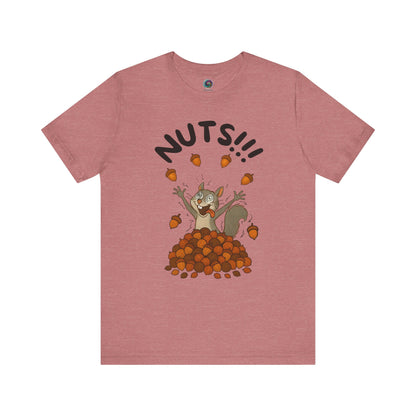 Crazy Squirrel Shirt – Funny Squirrel Nuts T-Shirt for Quirky Style in heather mauve, featuring whimsical squirrel and acorn graphics