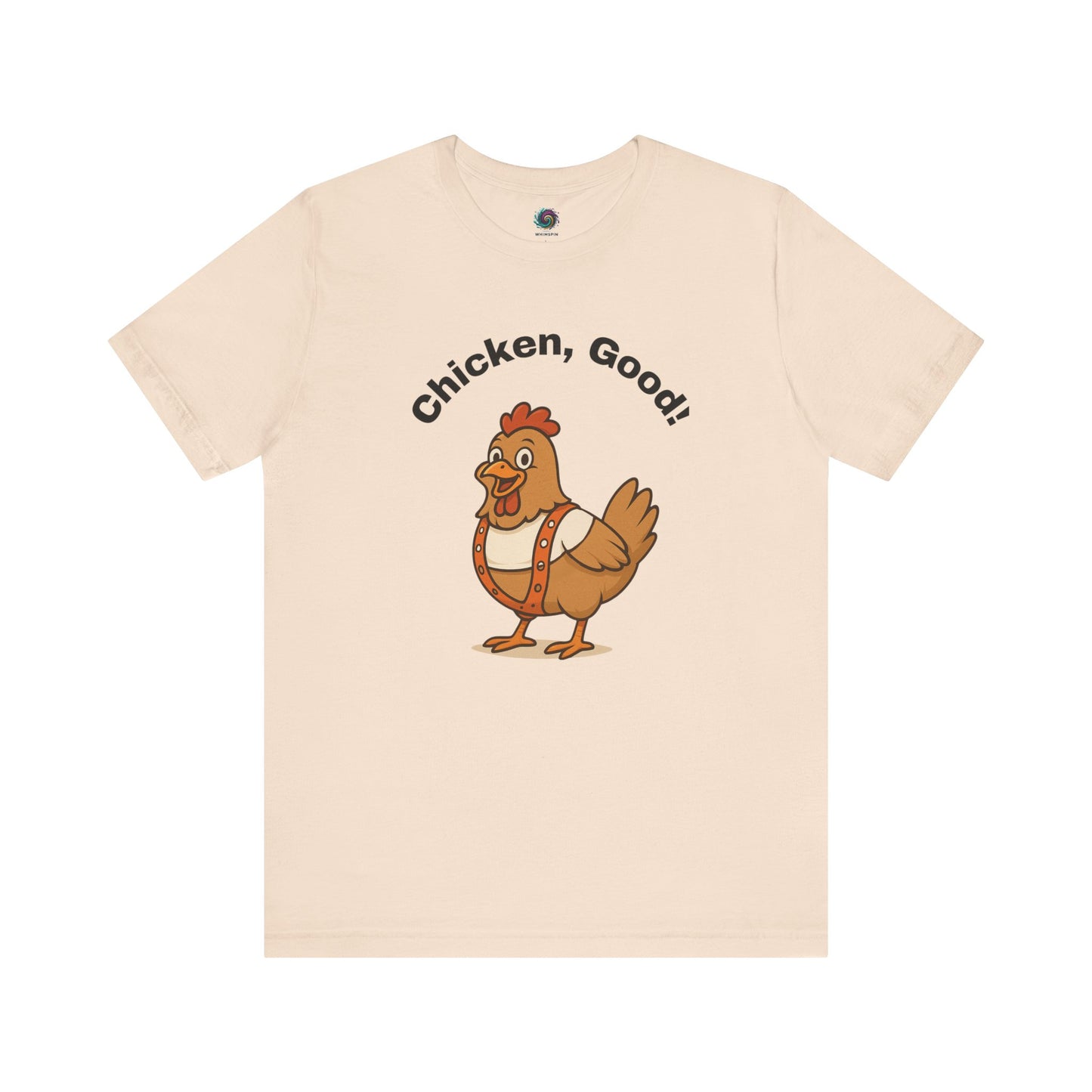 Chicken Good T-Shirt – Sci-Fi Divine Being Parody Chicken Tee in soft cream with a divine being chicken in cartoon style
