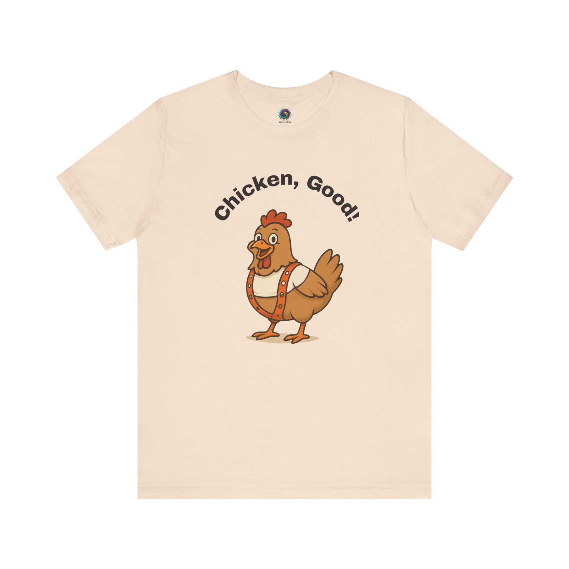 Chicken Good T-Shirt – Sci-Fi Divine Being Parody Chicken Tee in soft cream with a divine being chicken in cartoon style