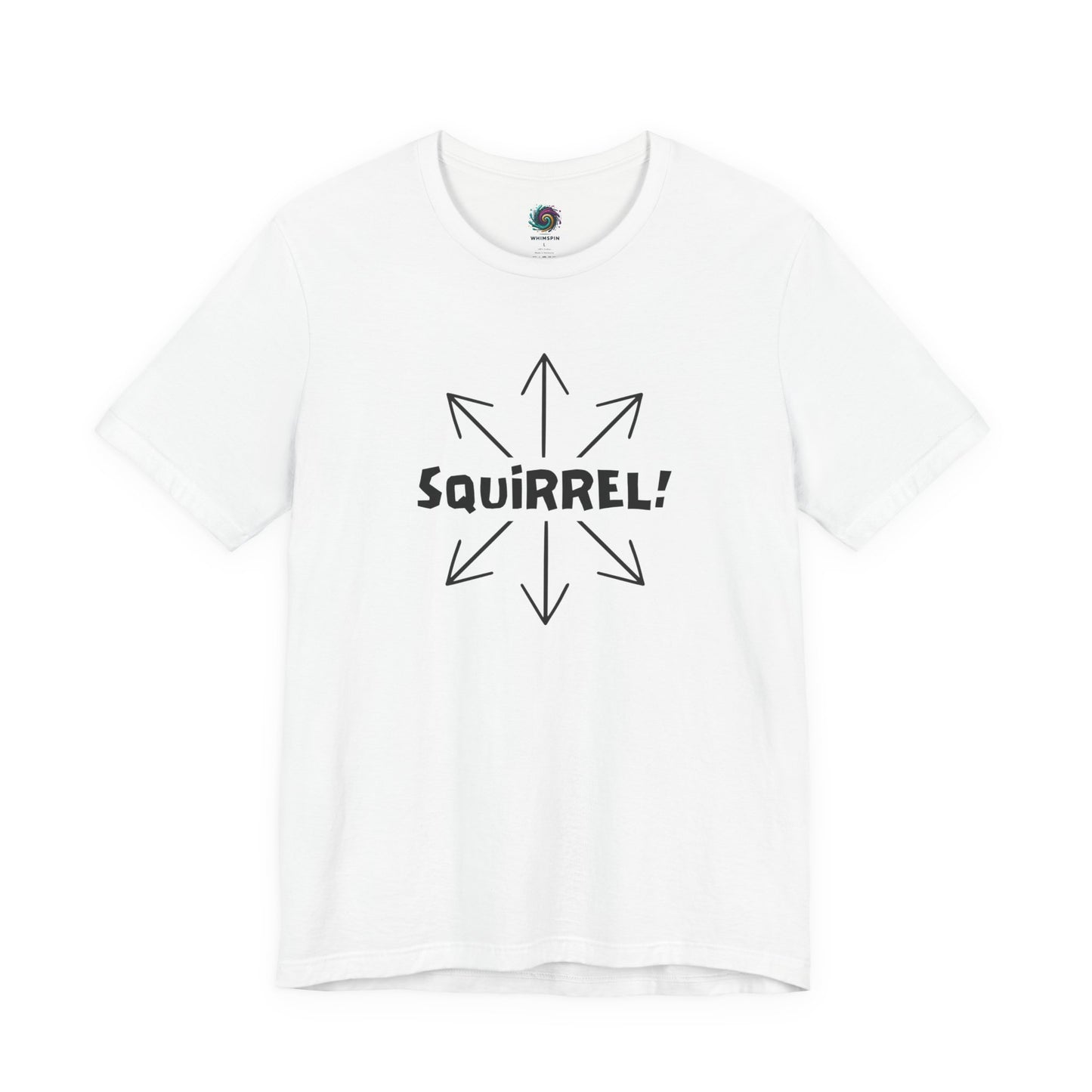 Squirrel Distracted Mind T-Shirt – Funny Attention Graphic Tee in White with a clean squirrel brain graphic emphasizing distraction humor.
