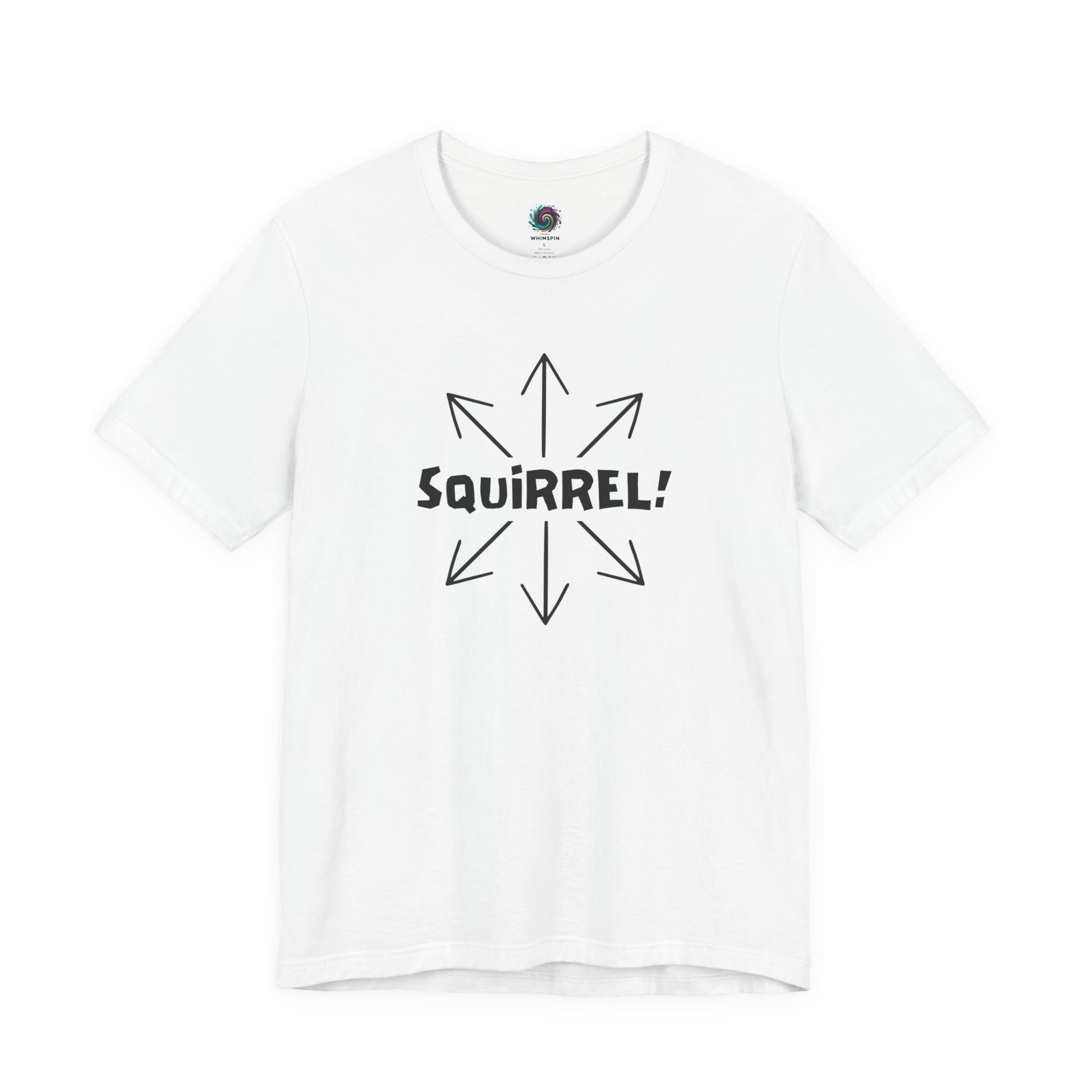 Squirrel Distracted Mind T-Shirt – Funny Attention Graphic Tee in White with a clean squirrel brain graphic emphasizing distraction humor.