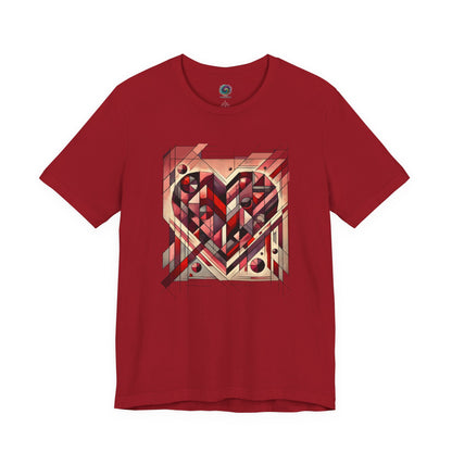 Cubist Heart T-Shirt – Modern Art Valentine's Day Graphic Tee in Canvas Red, showcasing a bold cubist heart graphic that blends modern art valentine style with warm red tones.
