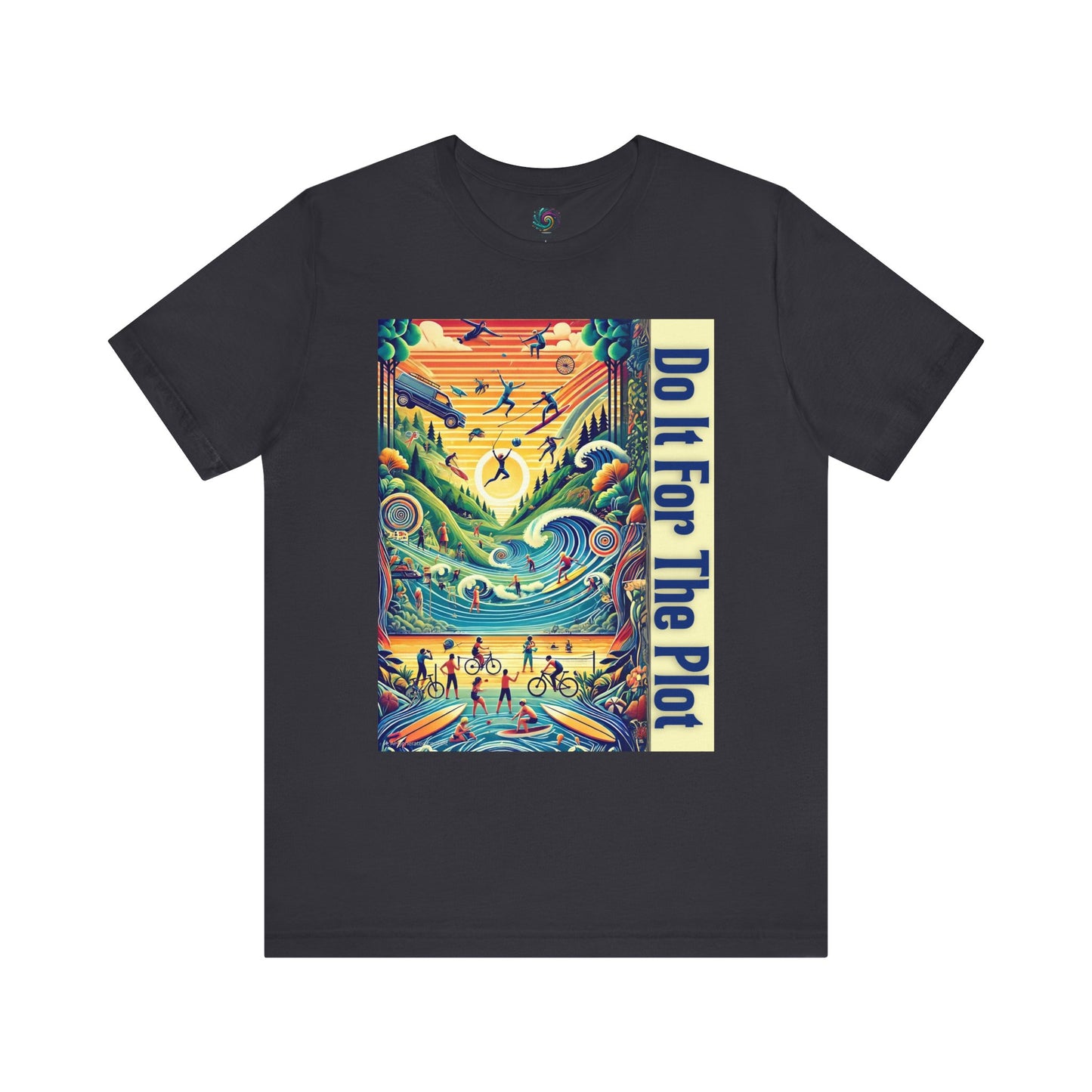 Do It For The Plot t shirt in dark grey – illustrated tee for plot-chasers and outdoor dreamers